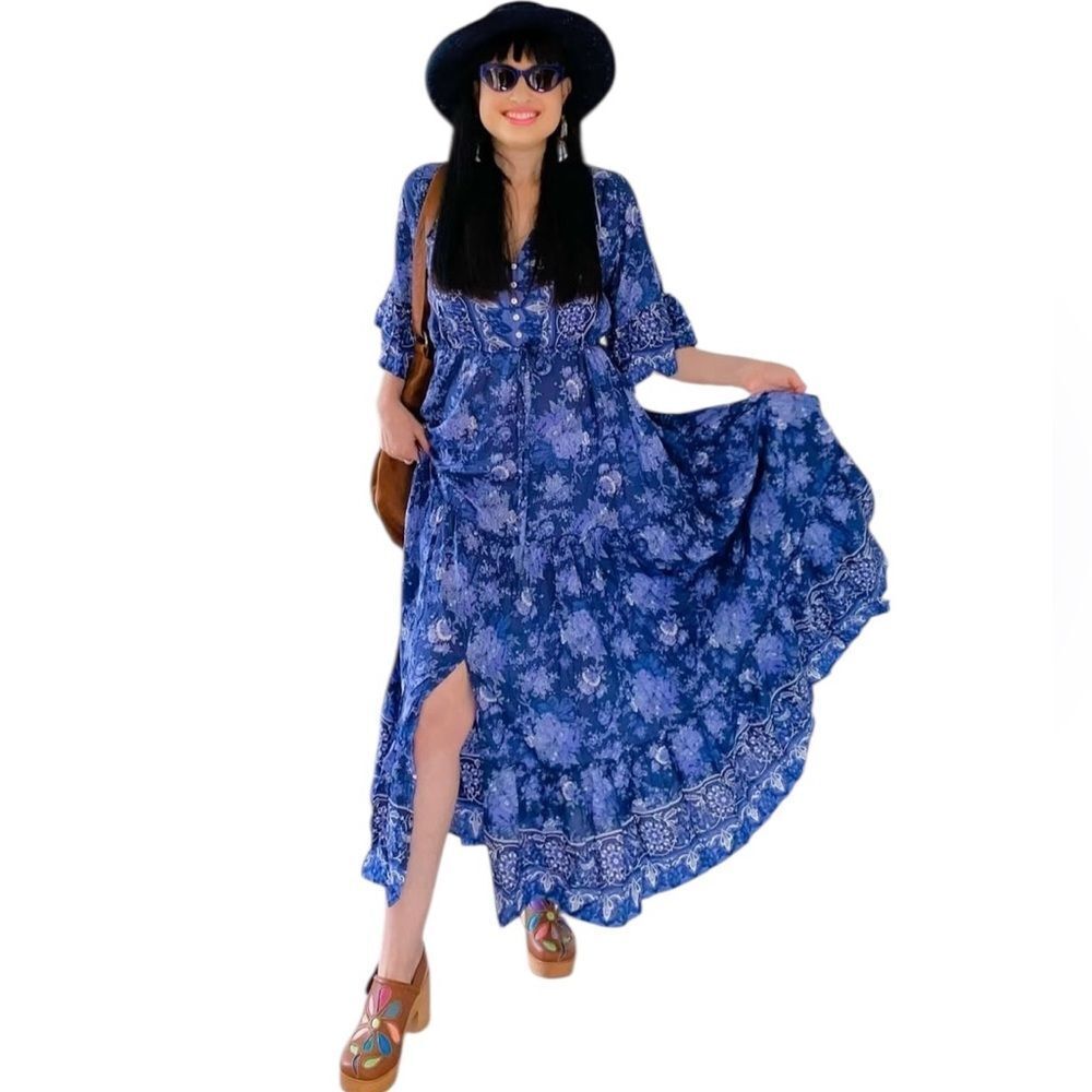 Designer Walker & Wade Navy Blue Carrie‎ Maxi Dress Women's Small